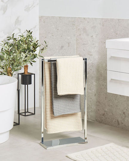 Beliani Поставка за дрехи Баня Единичен ​83x83см Inox Сив