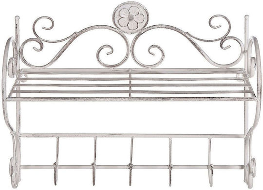 Beliani Rack de Baie Simplă De Perete Argintiu
