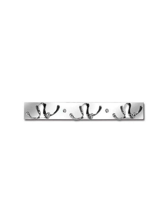 Gloria Hotelia Wall-Mounted Bathroom Hook with 6 Positions ​27.5x3.5cm Silver