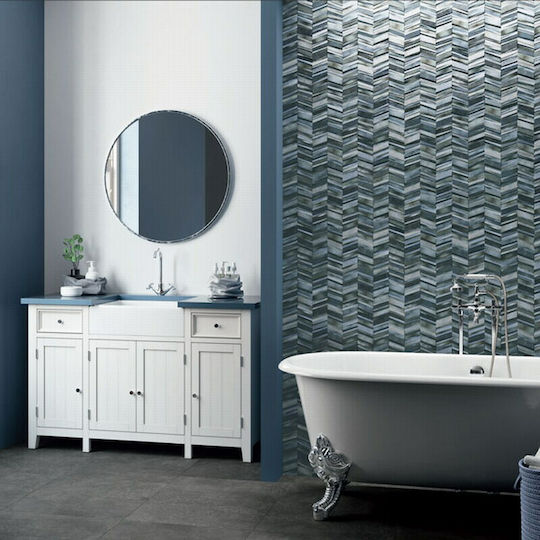 Karag Chevron Placă Perete Bucătărie / Baie Porțelanat Mat 44x44cm Ocean