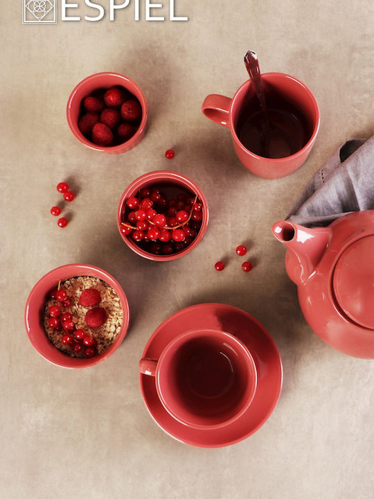 Espiel Essentials Set Tassen Cappuccino Keramik Pomegranate 350ml 6Stück