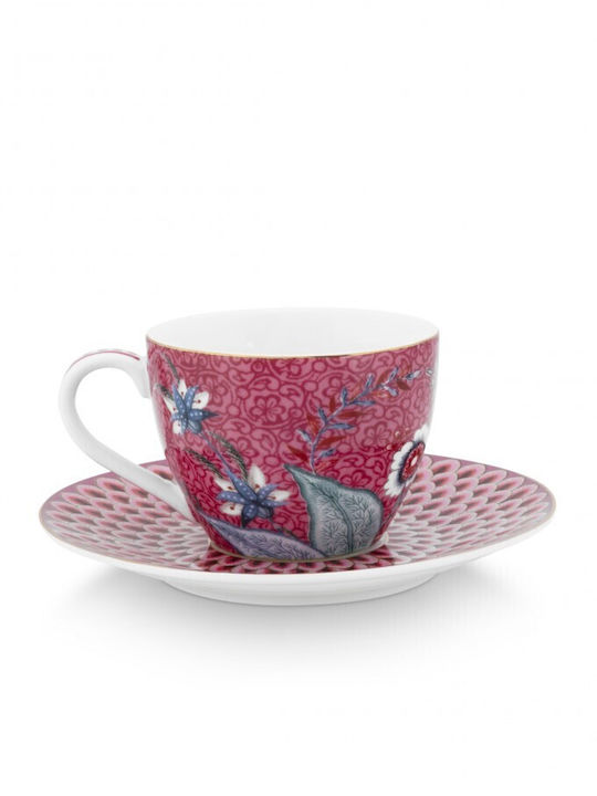 PiP Studio Flower Festival Cană Espresso Din porțelan Dark Pink 120ml
