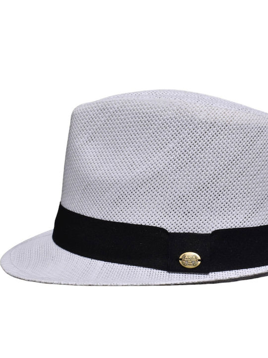 Pălărie din Paie Pentru Bărbați Fedora Albă M5580