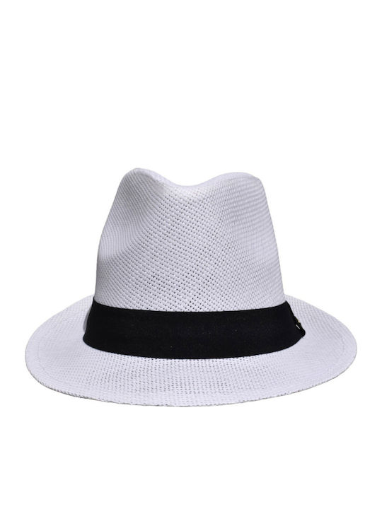 Pălărie din Paie Pentru Bărbați Fedora Albă M5580