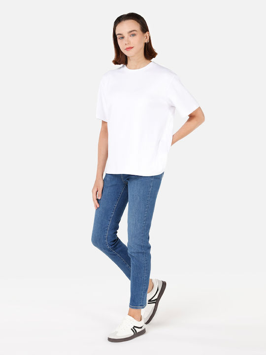 Дамски Текстилен Панталон в Slim Кройка Син