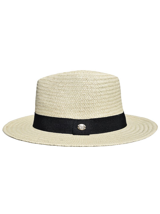 Straw Hat Fedora Black