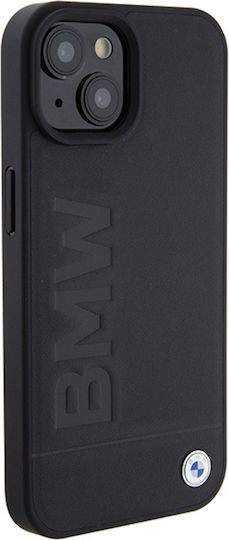 BMW Umschlag Rückseite Leder Schwarz (iPhone 15)