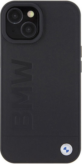 BMW Umschlag Rückseite Leder Schwarz (iPhone 15)