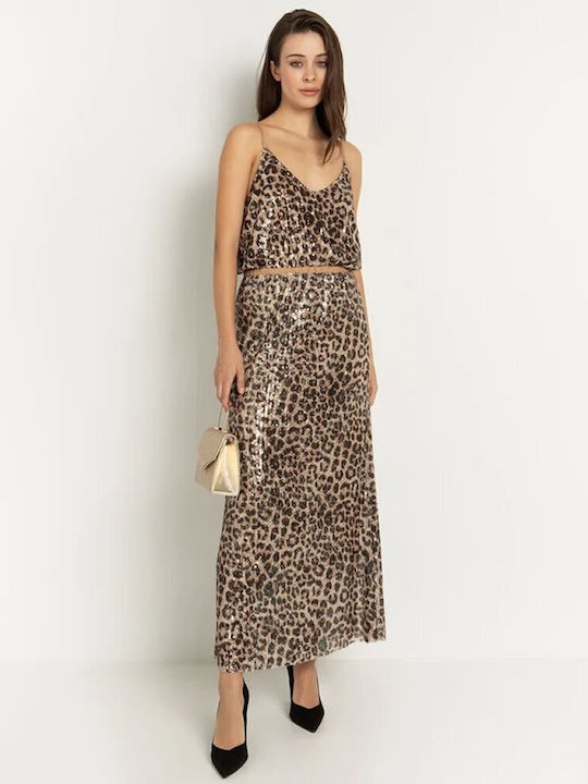 Toi&Moi High-waisted Midi Skirt Leopard Leopard