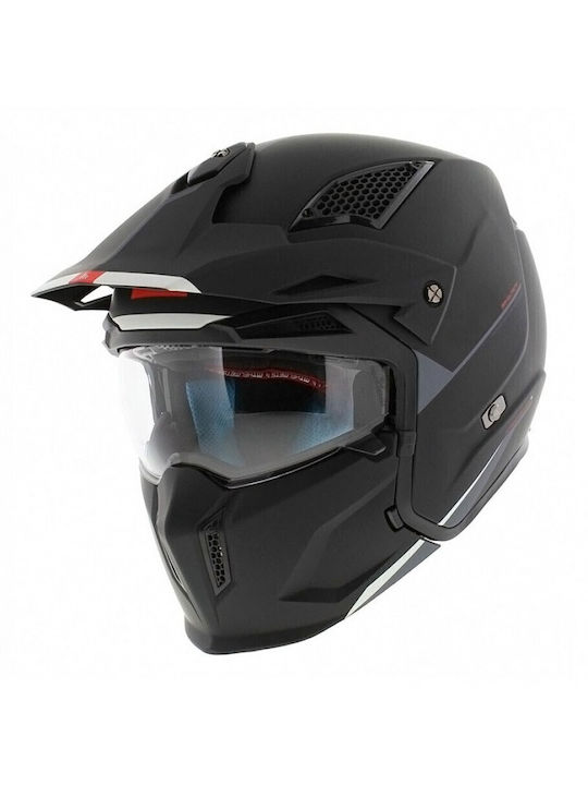 MT Streetfighter SV S A1 Black Matt Motorcycle Helmet Modular ECE 22.06 1350gr with Sun Visor