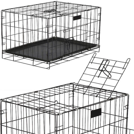 Cușcă de Sârmă pentru Câini Small cu 2 Uși Neagră 93x67x56cm