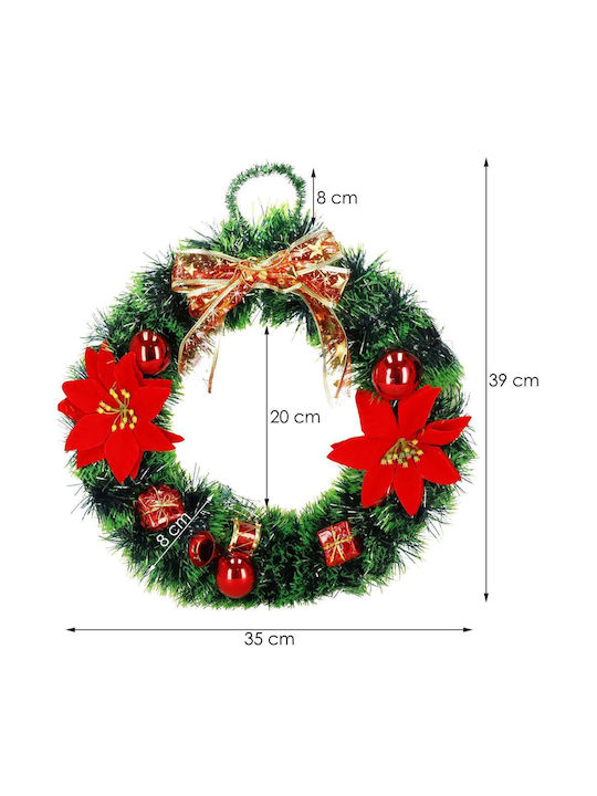Crăciun Decorativ Plastic Coroană de flori Pe baterii cu Diametru 35cm.