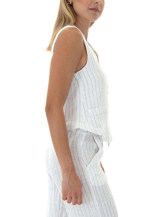 Damen Weste Weiß BKR-9601LG-Weiß-Schwarz