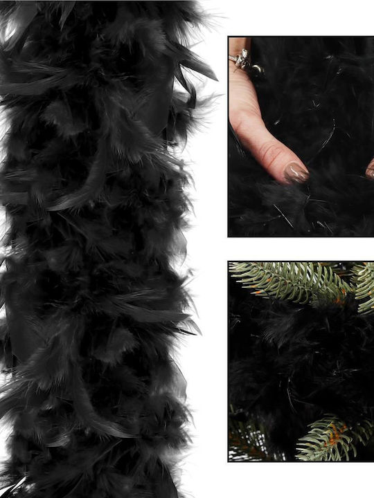 Christmas Tree Decor Garland Fluffy Feather Model Black 180cm