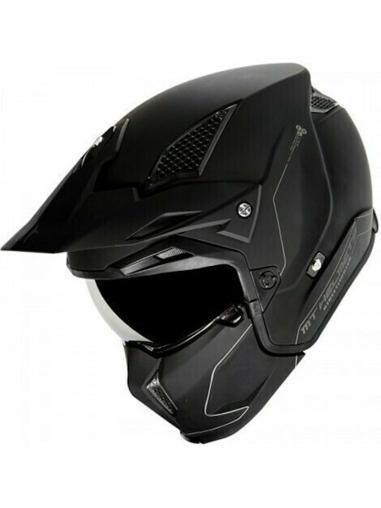 MT Streetfighter SV A1 Matt Black Motorcycle Helmet Modular DOT / ECE 22.05 1300gr with Sunvisor