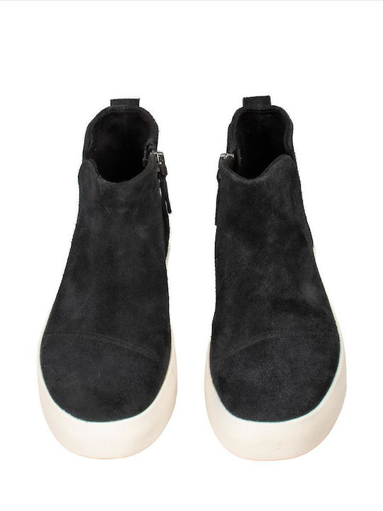 Verona Mid Suede Γυναικεία Μποτάκια με Πλατφόρμα Μαύρα