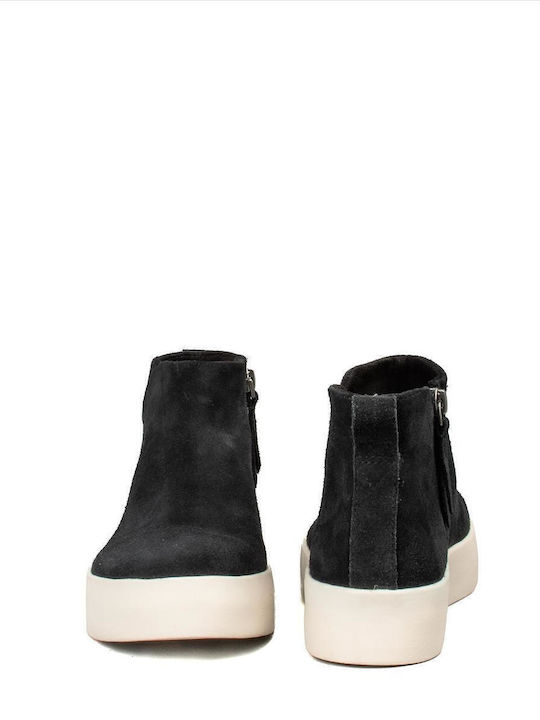 Verona Mid Suede Γυναικεία Μποτάκια με Πλατφόρμα Μαύρα