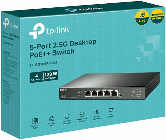 TP-LINK TL-SG105PP-M2 v1 Unmanaged L2 PoE++ Switch με 5 Θύρες Ethernet