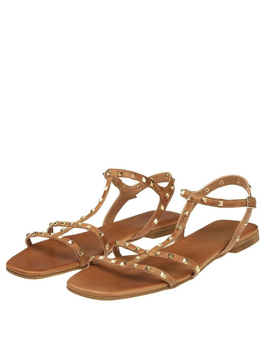 Marron Women's Flat Sandals in Tabac Brown Color