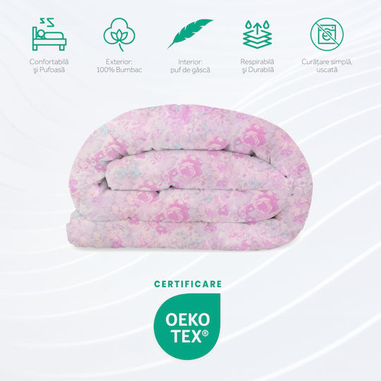 HappyNest Πάπλωμα Ημίδιπλο Πουπουλένιο 180x200εκ. Λιλά