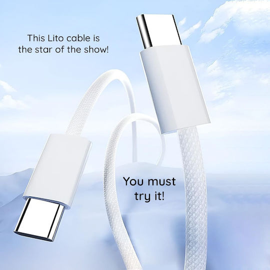Lito USB 2.0 Cable USB-C male - USB-C 60W Λευκό 2m