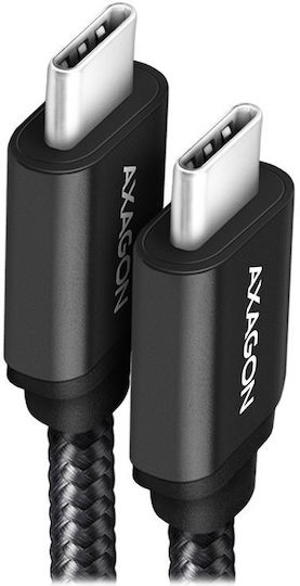 Axagon Braided USB 3.2 Cable USB-C male - USB-C 60W PD Μαύρο 1.5m BUCM3-CM15AB