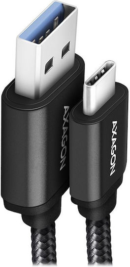 Axagon Braided USB 3.0 Cable USB-C male - USB-A Black 1.5m (BUCM3-AM15AB)