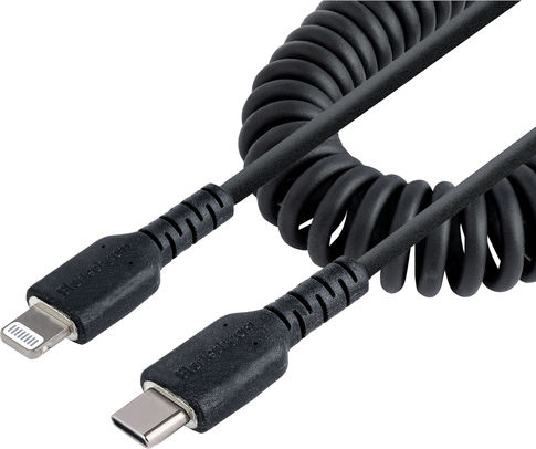 StarTech Spiral USB-C to Lightning Cable Black 0.5m (RUSB2CLT50CMBC)