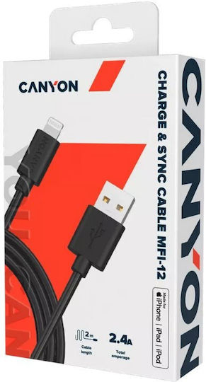 Canyon MFI-12 USB-A to Lightning Cable Λευκό 2m (CNS-MFIC12W)