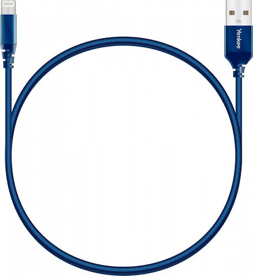 Yenkee Плетена USB-A към Lightning кабел Син 1м (YCU 611 BE)