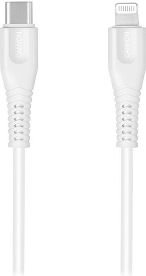 Canyon Редовна USB-C към Lightning кабел 18W Бял 1.2м (CNS-MFIC4W)