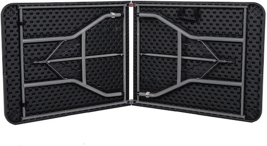 Outdoor Dinner Foldable Table with Plastic Surface and Metal Frame Black 180x75x75cm