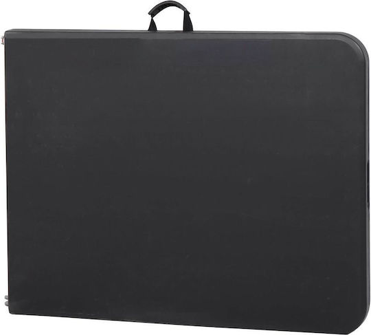 Outdoor Dinner Foldable Table with Plastic Surface and Metal Frame Black 180x75x75cm