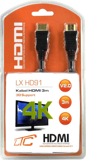 LTC Audio HDMI 2.0 Premium Hochgeschwindigkeits 4K 60Hz HDR Kabel HDMI-Stecker - HDMI-Stecker 3m Schwarz