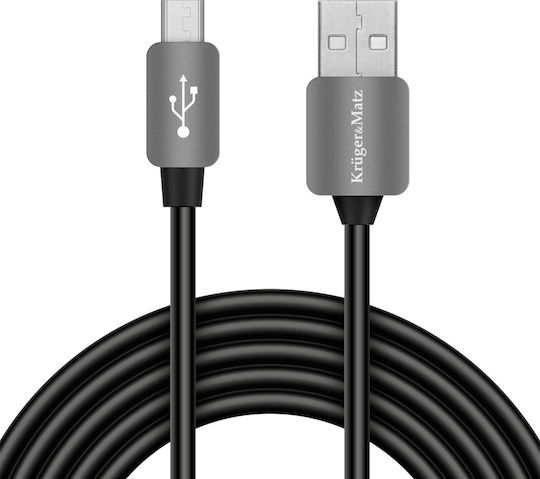 Kruger & Matz Редовна USB 2.0 до микро USB кабел Черен 0.2м (KM0323) 1бр