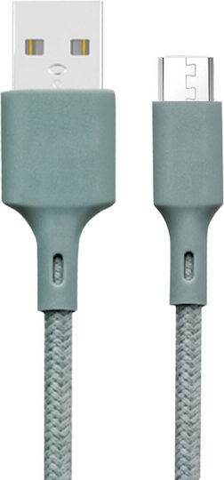 BigBen Connected Braided USB 2.0 to micro USB Cable Πράσινο 2m (JGCBLCOTMIC2MNG)