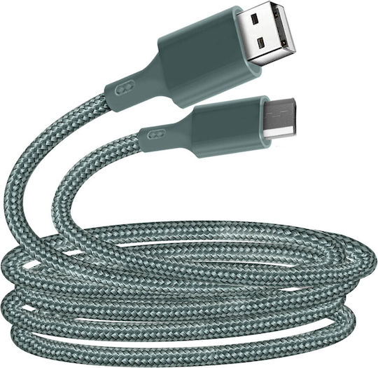 BigBen Connected Braided USB 2.0 to micro USB Cable Πράσινο 2m (JGCBLCOTMIC2MNG)