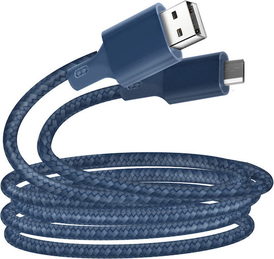 BigBen Connected Braided USB 2.0 to micro USB Cable Μπλε 2m (JGCBLCOTMIC2MBL)