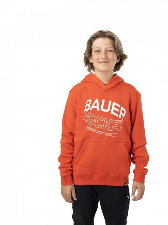 Bauer Fleece Kids Sweatshirt with Hood and Pockets Orange