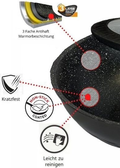 Cheffinger Wok With Lid made of Aluminum 32cm