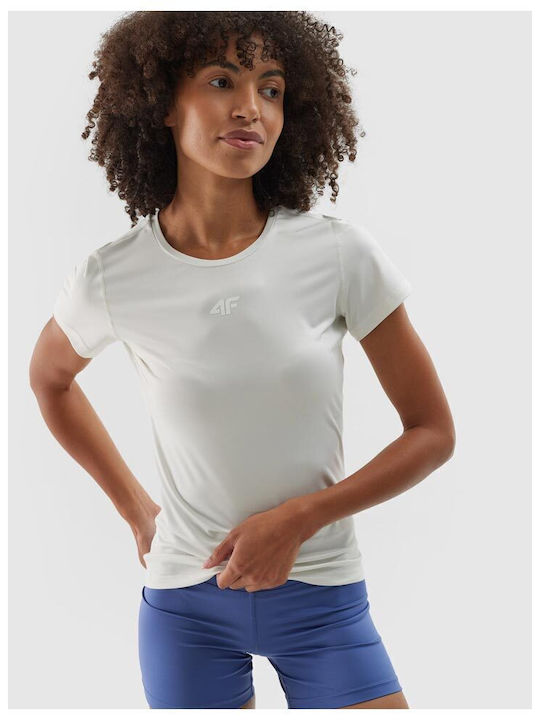 Functional Women's Athletic Blouse Short Sleeve Fast Drying Ecru