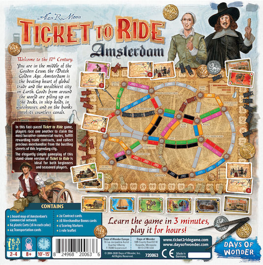 Board Game Ticket to Ride: Amsterdam for 2-4 Players 8+ Years Old (EN) Asmodee