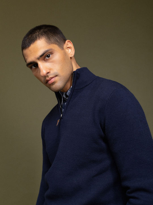 Herrenblusen Langarm Pullover Navy