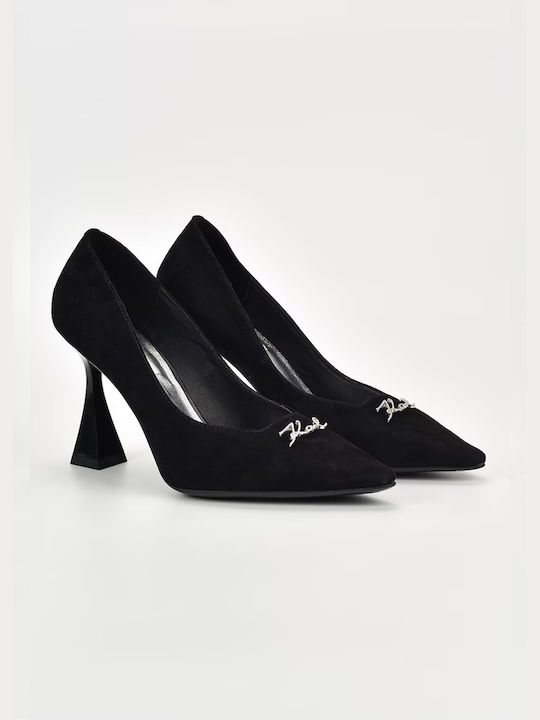 Karl Lagerfeld Suede Pointed Toe Black Heels