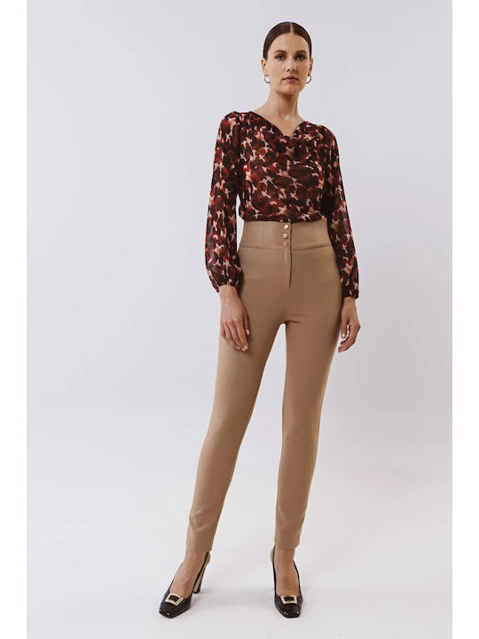Damen Stoff Hose Brown, Camel