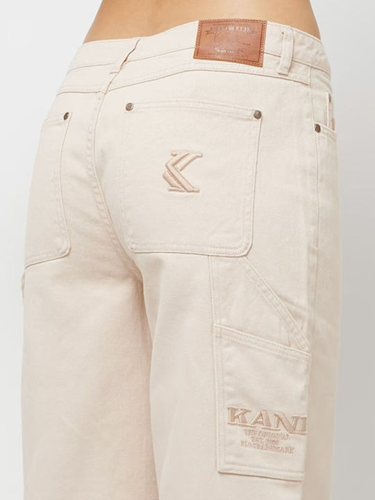 Women's Fabric Trousers Baggy Line Light Sand, Beige