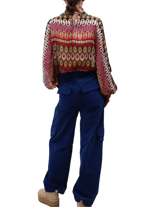 Damen Stoff Hose Blue