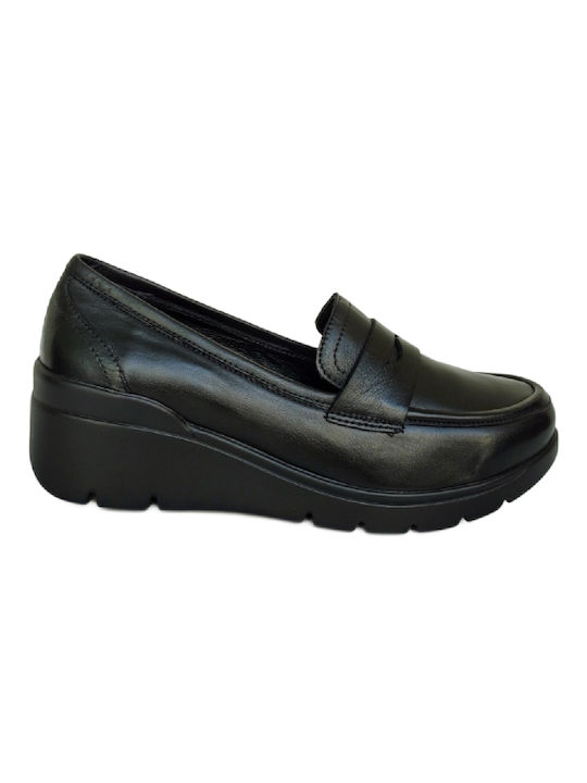 Manlisa Leder Damen Loafers in Schwarz Farbe