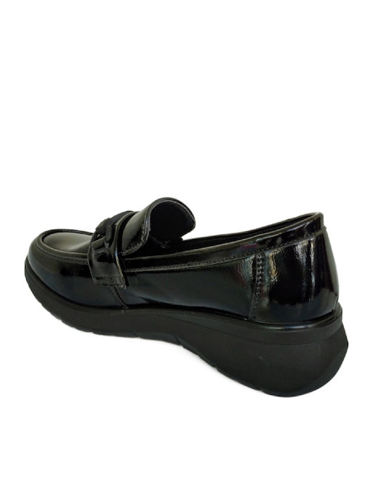 Patent Leather Women's Loafers in Black Color