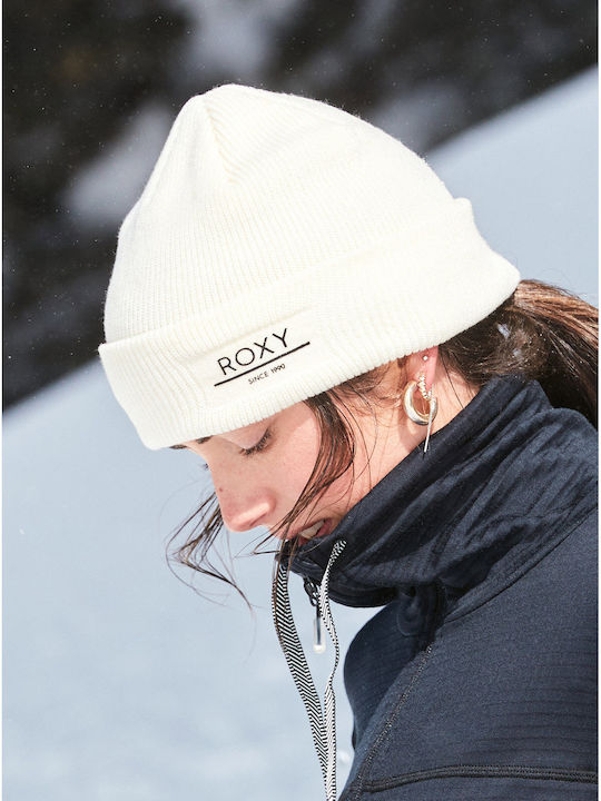 Folker Beanie Unisex Σκούφος με Rib Πλέξη σε Εκρού χρώμα